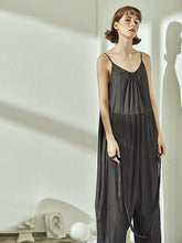 Black Loose Split-joint Sleeveless Jumpsuits
